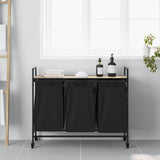 Laundry Basket 3 Compartments with Wheels Sonoma Oak 859091