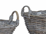 Planter Basket with Storage 2 pcs Grey Lacak Rattan 42020963