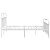 Bed Frame White Powder-Coated Steel Double Bed Frame 353708