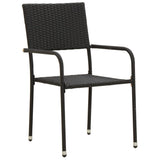 Outdoor Dining Set Black PE rattan, steel, solid acacia wood 3120086