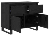 Sideboard Black Oak 60 x 35 x 70 cm Engineered Wood and Iron 881743