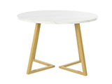 Modern metal frame marble pattern round coffee table with gold stand, suitable for N639P212599G