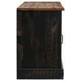 TV Cabinet HALDEN 2 Sliding Doors Black 150x40x60 cm Solid Wood 4018416