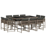11 Piece Garden Dining Set with Cushions Grey Poly Rattan 3211568
