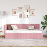 Corner Bed Frame with Headboard Pink 80 x 200 cm Velvet 42016290