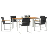 Garden Dining Set 7 pcs Solid Teak Wood and Stainless Steel 3334834