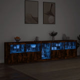 Sideboard with LED Lights Smoked Oak 283x37x67 cm 3209027