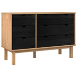 Drawer Cabinet OTTA Black 111 x 43 x 73.5 cm Solid Pine Wood 42041751