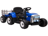 Ride On Tractor, Battery Powered Electric Car, with Detachable Trailer, Remote Control, Music - Blue T3398P348359