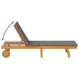 Sun Lounger Reclining with Cushion Dark Grey Solid Acacia Wood 3407700