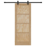 Sliding Door Manual Natural and black 78 x 202 cm 3333498