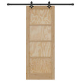 Sliding Door Natural and Black 78 x 202 cm Solid Pine Wood 3333498
