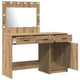 Dressing Table with Mirror Lights 2 pcs Brown Engineered wood 3334235