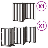 Dog Gate with Door Foldable 9 Panels Black 450 cm Poplar Wood 3155712