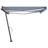 Manual Retractable Awning with LED 400x300 cm Blue and White 3069741
