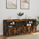 Sideboard with LED Lights Smoked Oak 162x37x67 cm 3208999