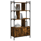 Bookcase with Doors Smoked Oak 76.5x30x154.5 cm Engineered Wood 833350