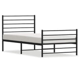 Metal Bed Frame without Mattress with Footboard Black 100x190cm 352331