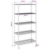 5-Tier Storage Shelf with Wheels 75x35x155 cm Chrome 250 kg 324629