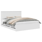 Bed Frame with Drawer White 160 x 200 cm Engineer Wood 3411096