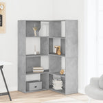 Corner Bookcase 4-Tier Concrete Grey 85x85x140 cm Engineered Wood 3307813