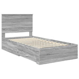 Bed Frame with Drawer Grey Sonoma 100 x 200 cm Engineered Wood 3411346