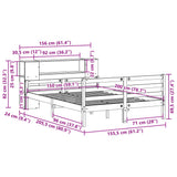 Bookcase Bed without Mattress White 150x200 cm King Solid Wood Pine 3322206