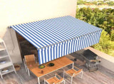 Manual Retractable Awning with Blind 4.5x3m Blue&White 3069436
