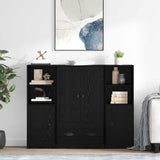 Highboard with Drawer 3 pcs Black Oak Engineered Wood 3402676