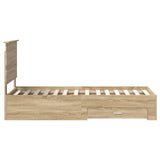 Bed Frame Sonoma Oak and Silver 70 x 190 cm Engineered Wood 3411370
