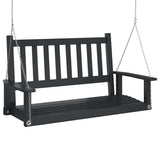 Garden Swing Bench with Metal Chains Black Solid Wood Fir 4008978