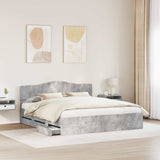 Bed Frame with Drawer Concrete Grey 200 x 200 cm Engineer Wood 3412973