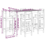 7 Piece Garden Bar Set White Solid Wood Pine 3154761