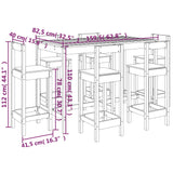 7 Piece Garden Bar Set White Solid Wood Pine 3154761