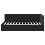 Corner Bed Frame with Headboard Black 90 x 190 cm Velvet 42016383