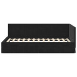 Corner Bed Frame with Headboard Black 90 cm x 200 cm Velvet 42016393