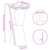 ZNTS Coffee Table Legs X-Shaped 2 pcs White 28x cm Steel 4012949