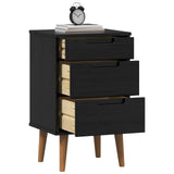 Bedside Cabinet Black 40 x 35 x 65 cm Solid Pine Wood 42020933