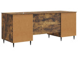 Desk with Shelf Smoked Oak 142.5 x 50 x 75 cm Engineered Wood 3414590