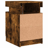 Bedside Cabinet with LED Lights Smoked Oak 35x39x55 cm 836757
