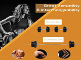 Dumbbell and Barbell Set with 65kg Adjustable Barbell Weights Set, for Home Gym - Black T3398P347580