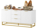 Sideboard with 3 Drawers and Adjustable Shelves for Living Room - White T3398P423858