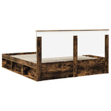 Bed Frame Smoked Oak 180 x 200 cm Solid Pine Wood 3410978