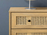 Storage Cabinet, 4-Drawer Unit with Rattan Element for Bedroom, Living Room, 80cmx35cmx95cm, Wood T3398P344151