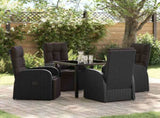 Garden Dining Set with Cushion 5 pcs Black Poly Rattan 3379528