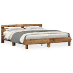 Bed Frame with Headboard Old wood 200 x 200 cm Engineered wood 3333933