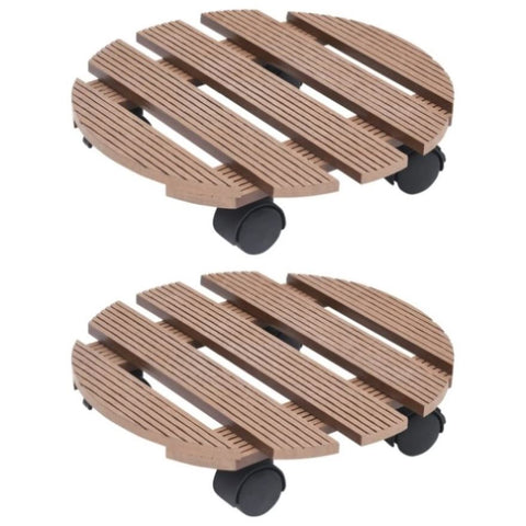 ZNTS Plant Trolleys 2 pcs Brown Ø30x7.5 cm WPC 149033