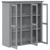 Cabinet with Glass Doors BODO Grey Solid Wood Pine 355079