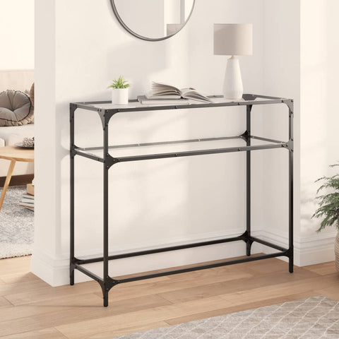 ZNTS Console Table with Transparent Glass Top 98x35x81 cm Steel 846026