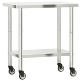 Kitchen Work Table with Wheels 82.5x55x85 cm Stainless Steel 376463